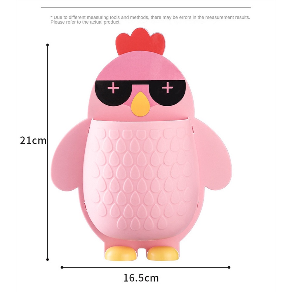 ღ Chick Shaped Wall Mounted Rack Cartoon Remote Storage Box Rumah Dapur Kamar Mandi Rak Penyimpanan Kreatif Gratis Punching Drain Holder