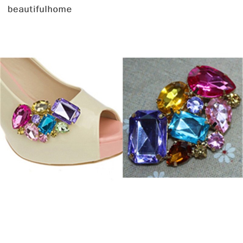 {beautifulhome} 1pc Klip Dekorasi Sepatu Wanita Kristal Sepatu Gesper Bridal Charm Decor.