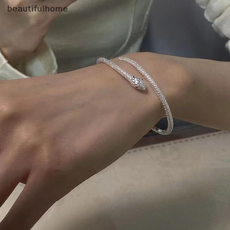 {beautifulhome} Punk Hewan Kecil Perak Ular Gelang Serbaguna Desain Sederhana Adjustable Bangles Hip Hop Untuk Wanita Tekstur Tinggi Gelang Perhiasan Fashion Hadiah.