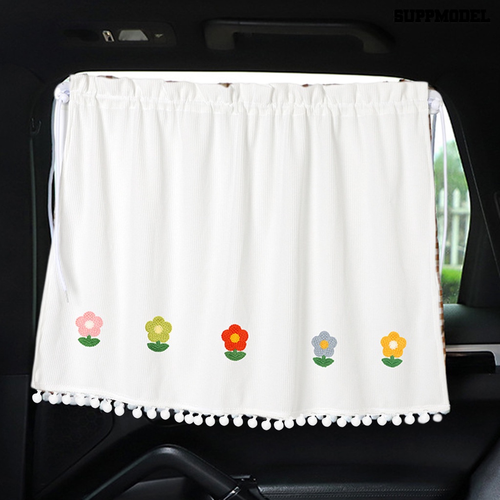 [SM] Car Sunshade Suction Cup Dengan Rumbai Peredam Panas Cotton Flower/Little Flower Rear Window Cover Car Supply