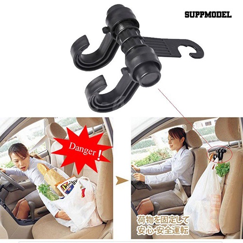 [SM] Car Back Seat Head Rest Double Hooks Shopping Bag Organizer Holder Gantungan