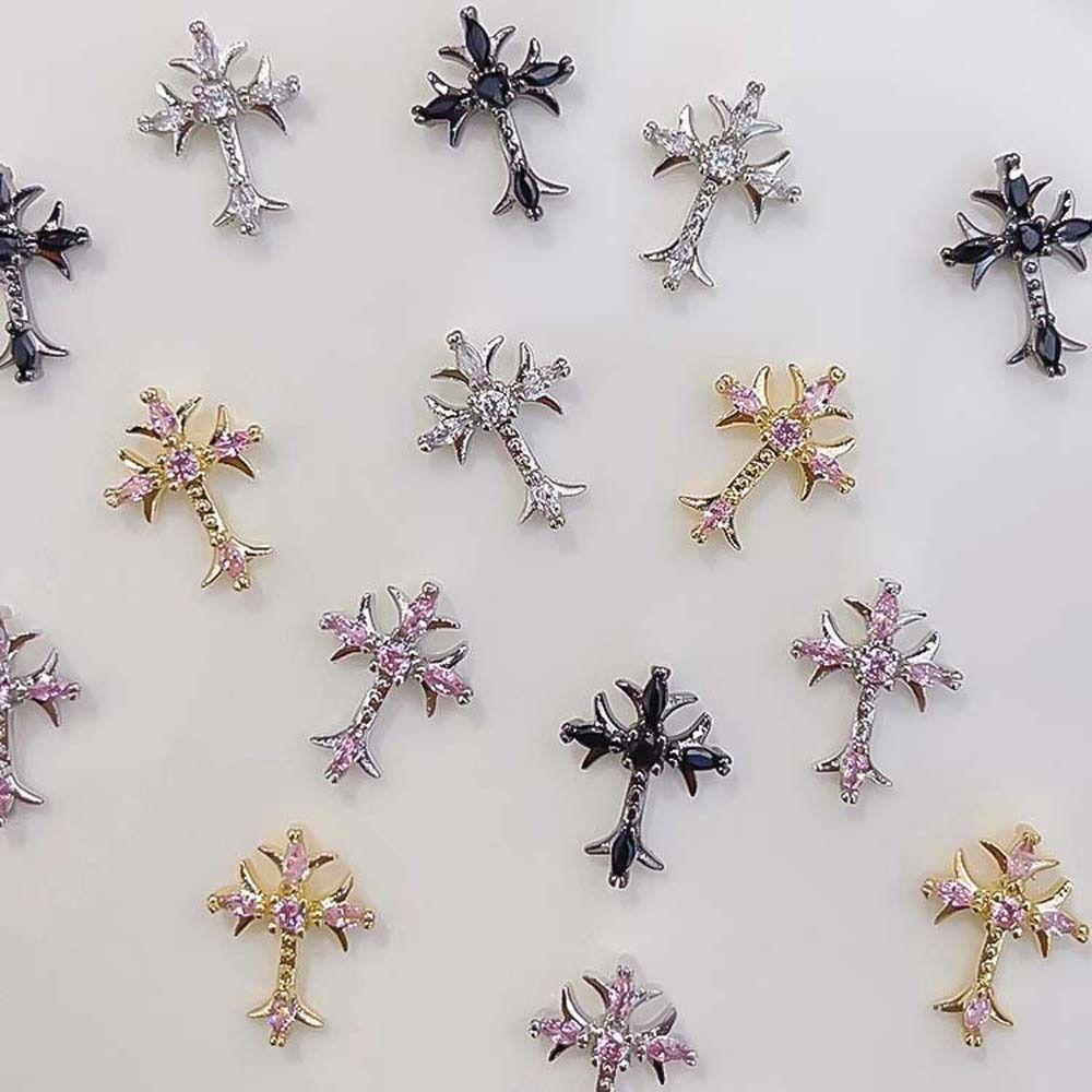 AUGUSTINA Agustinina Hiasan Kuku Perhiasan Kuku Retro Manicure Zircon Untuk Wanita