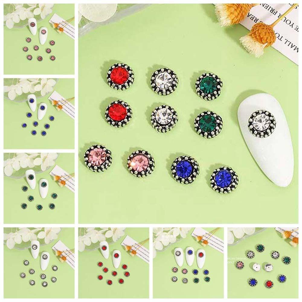 Mxbeauty Hiasan Kuku Bahan Alloy 3D Nail Art Drills Bulat Berlian Imitasi Manicure Nail Jewelry Untuk Wanita