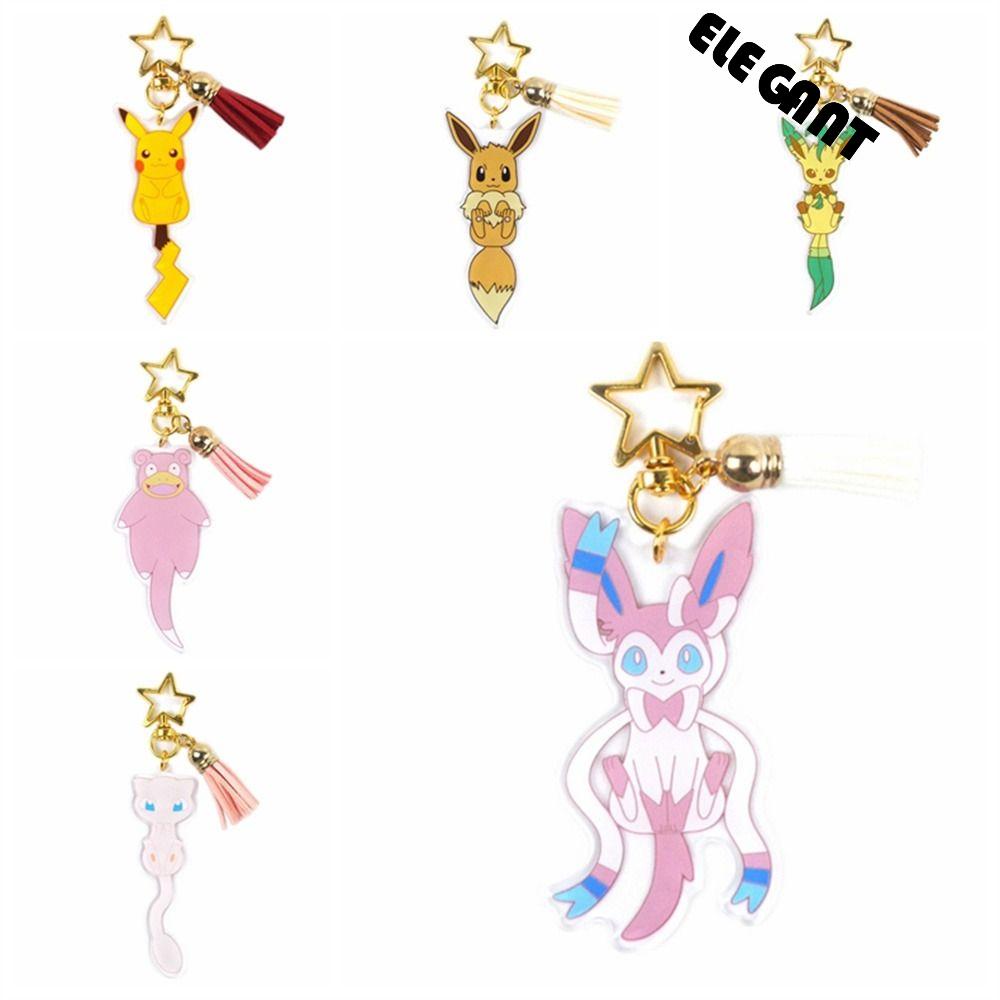 [Elegan] Pikachu Gantungan Kunci Lucu Sylveon Anime Figure Kartun Akrilik Leafeon Keychain Untuk. Gantungan Kunci