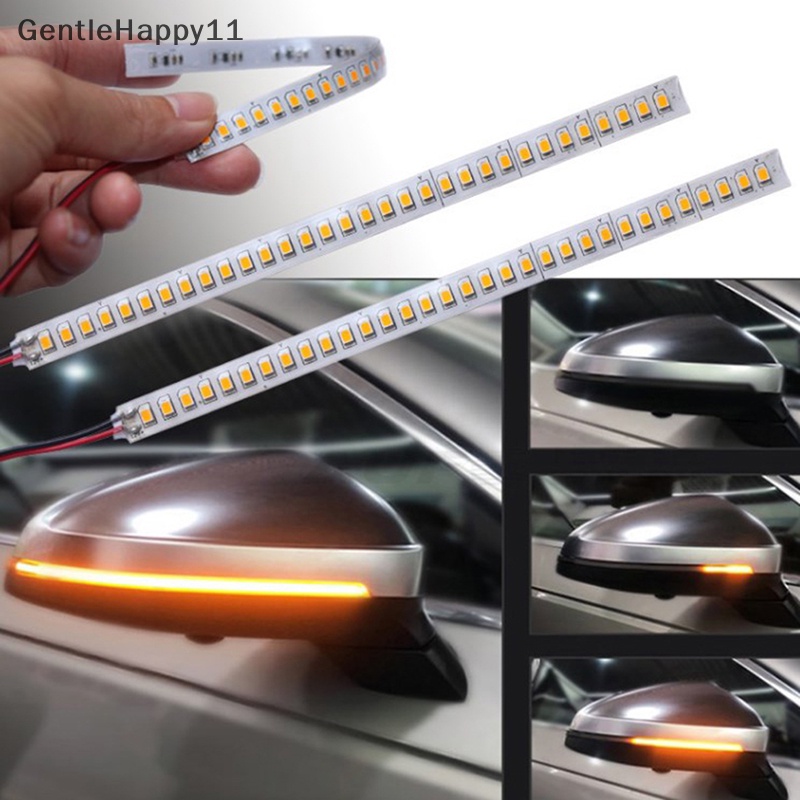 Gentlehappy 2pcs Lampu Indikator Spion Mobil LED DRL Streamer Auto Headlight Strip id