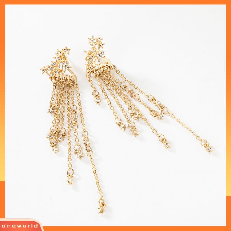 [ONR] Perhiasan Fashion Panjang Bersinar Bintang Rumbai Gantung Belakang Anting Earrings Wanita