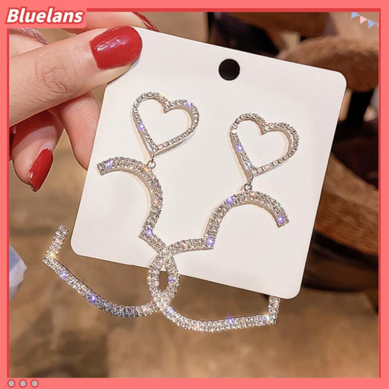 [BLS] Anting Cinta Selebriti Internet Pembukaan Rantai Cakar Panjang Anting Hati Persik Ganda Anting Berlebihan Untuk Wanita all-match