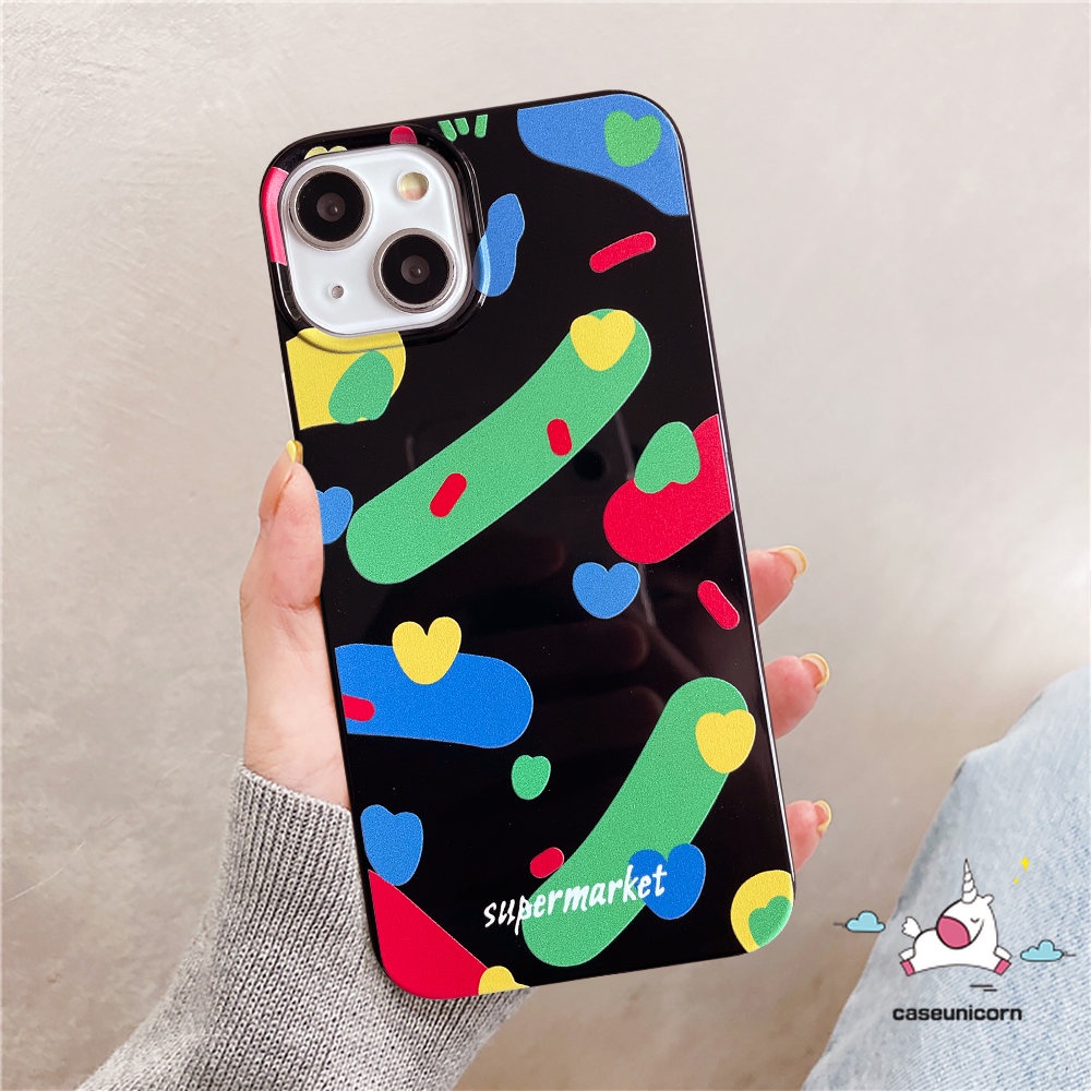 Fashion Colorful Doodle Paint Rainbow Case Kompatibel Untuk IPhone XR X11 13 14 12 Pro Max 7 8 Plus XS Max SE 2020kilap Pola Cat Air Tidak Teratur Tahan Guncangan Lembut Tpu Penutup Belakang