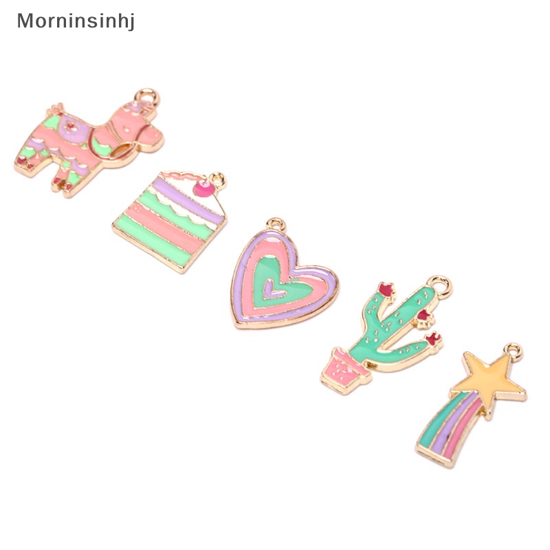 Mornin 10Pcs/Lot Enamel Alloy Mix Style Ch Liontin Logam Temuan Perhiasan DIY Hadiah id