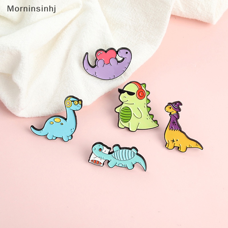 Mornin Kartun Dinosaurus Hewan Tetesan Minyak Lapel Bros Lencana Pin Pria Wanita Perhiasan Hadiah id