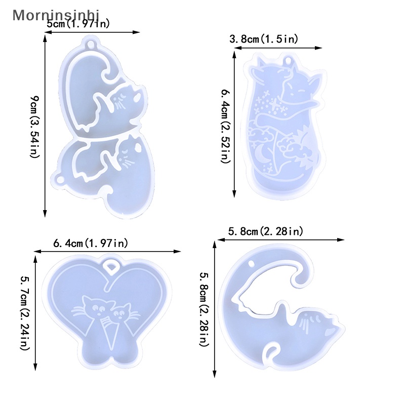 Mornin Valene's Day Love Heart-Berbentuk Kucing Gantungan Kunci Epoxy Resin Cetakan DIY Liontin Cetakan id