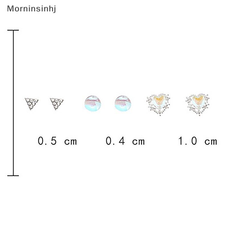 Mornin 6Pcs/Set Kepribadian Hati Kristal Temperamen Anting Fashion Ear Stud All-match Aksesoris Telinga Untuk Wanita Perhiasan Hadiah id