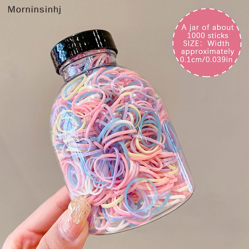 Mornin 1000pcs Anak Perempuan Warna-Warni Sekali Pakai Karet Gelang Rambut Elastis Bando Anak Ponytail Holder Band Aksesoris Rambut Anak id