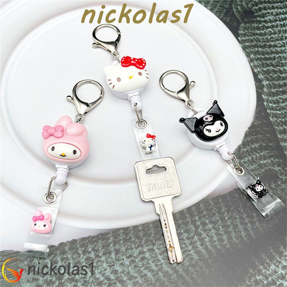 Nickolas1 Retractable Badge Reel My Melody Hospital ID Card Klip Klip Kartu Kerja Cinnamoroll Kartu Siswa Perawat Badge Holder