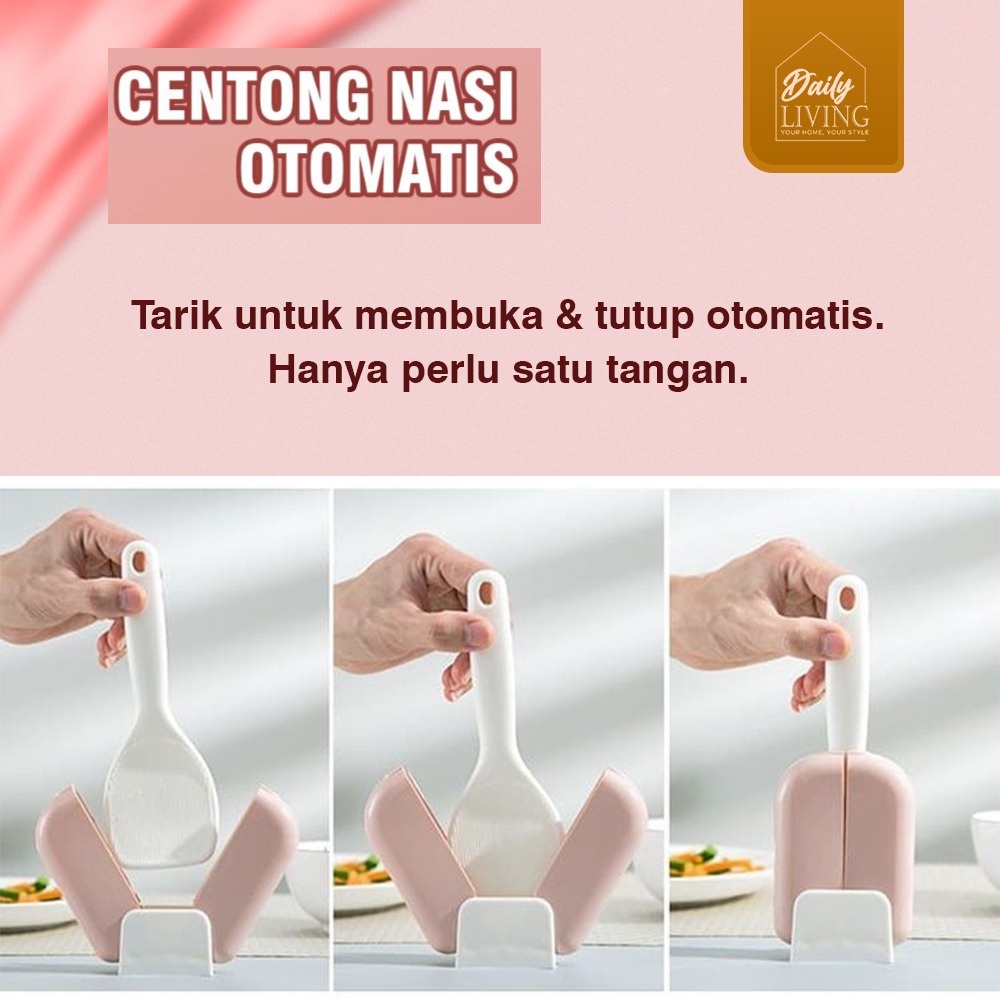 Tempat Centong Nasi Penutup Otomatis - Sendok Nasi Otomatis Home Living