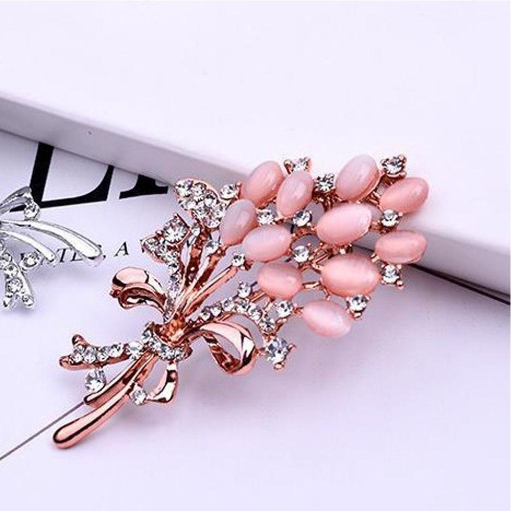 Lily 2pcs Bros Silver Kerah Bunga Bros Berlian Imitasi Buket Pin Untuk Aksesoris Gaun