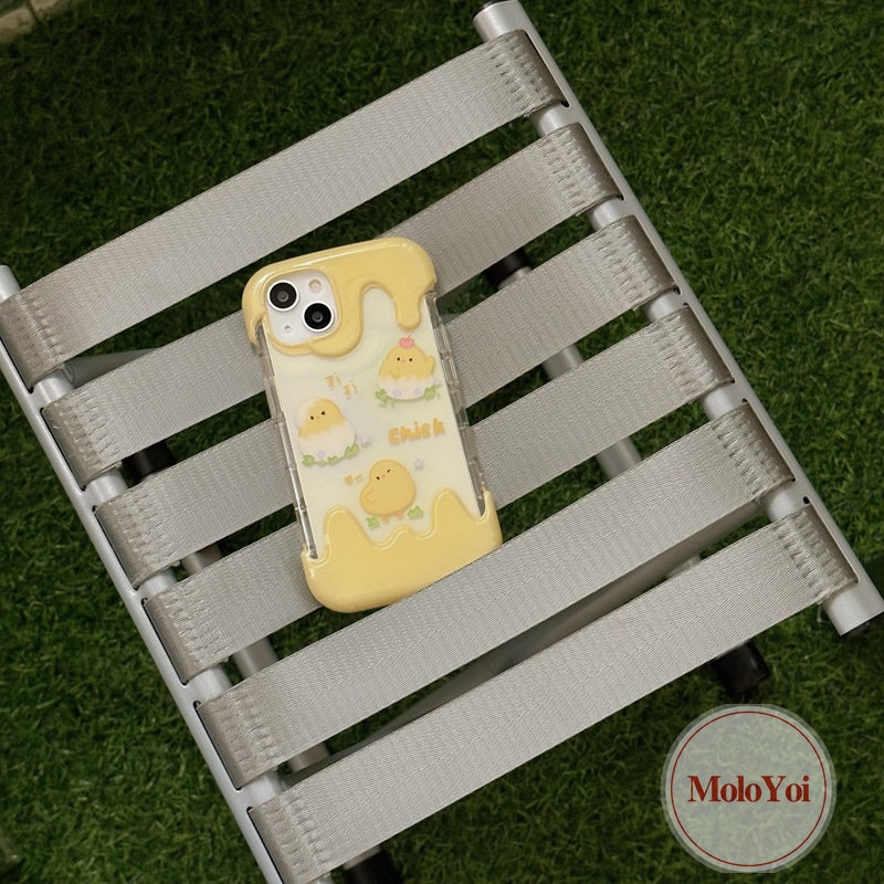 3d Ice Cream Shockproof Soft Tpu Phone Back Case Kompatibel Untuk IPhone XR X XS Max 7Plus 11 13 14 12 Pro Max 8Plus 7 8 Plus Kartun Anak Ayam Lucu Ponsel Cover