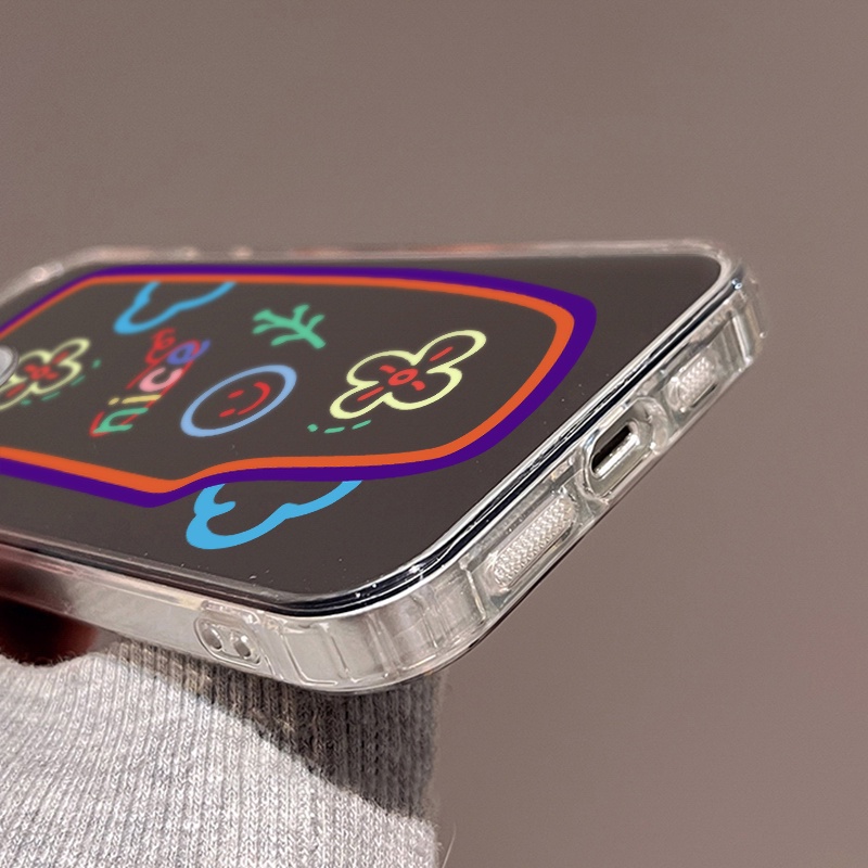 IPHONE Casing Ponsel Cermin Graffiti Kompatibel Untuk Iphone11 12 13 14 12Pro 13Pro 14Pro Pro Max XR X XS Max Electroplating Tombol Perlindungan Mirror Cover