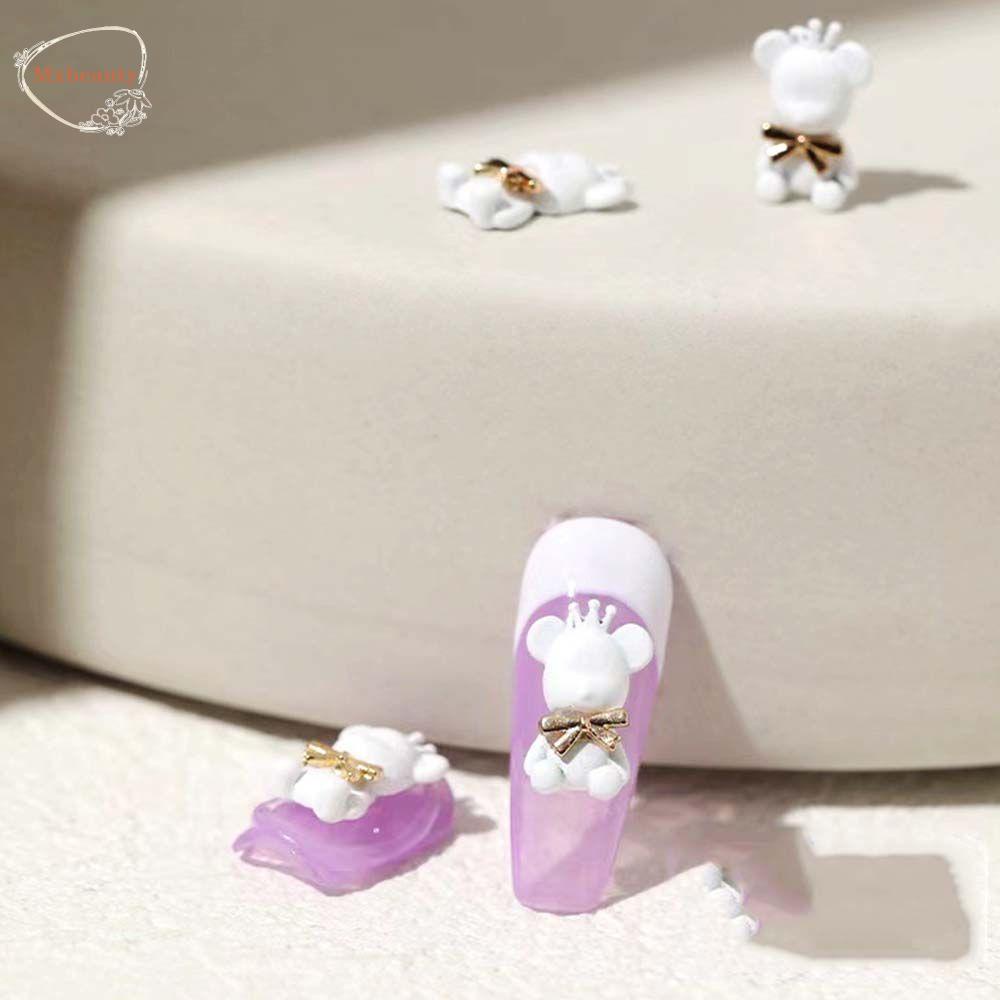 MXBEAUTY Hiasan Kuku Beruang DIY Fashion|Perhiasan Kuku Kartun Manikur Resin Warna