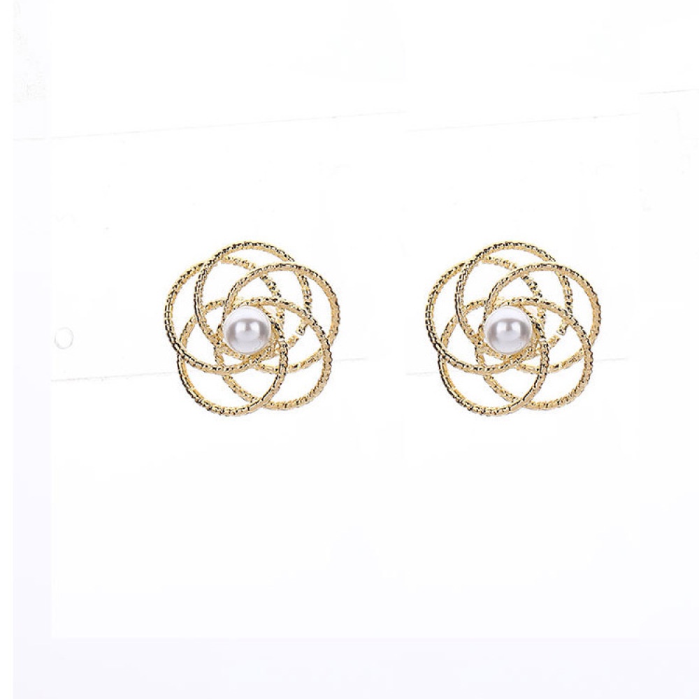 Anting Klip Bunga Mutiara Simulasi Tanpa Tindik Untuk Wanita Earcuffs Lapis Emas Hadiah Pesta