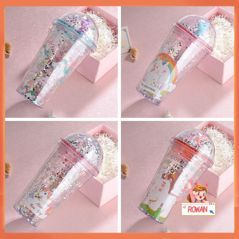 R-FLOWER 450ml Unicorn Water Cup Gift Reusable Dengan Sedotan Tempat Minum