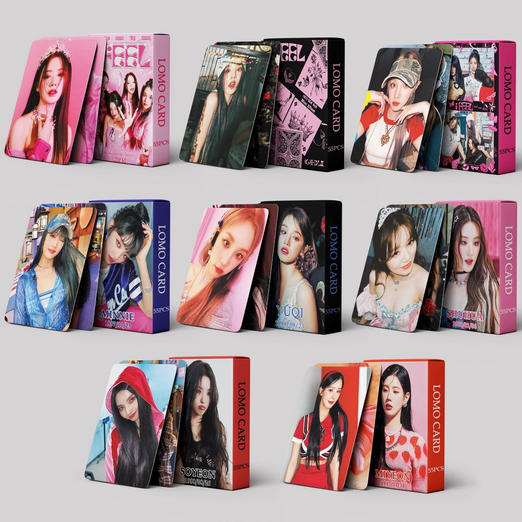 55pcs /box (G)I-DLE Album I FEEL Photocards SHUHUA YUQI MINNIE SOYEON MIYEON Kartu GIDLE Kpop Member Postcards
