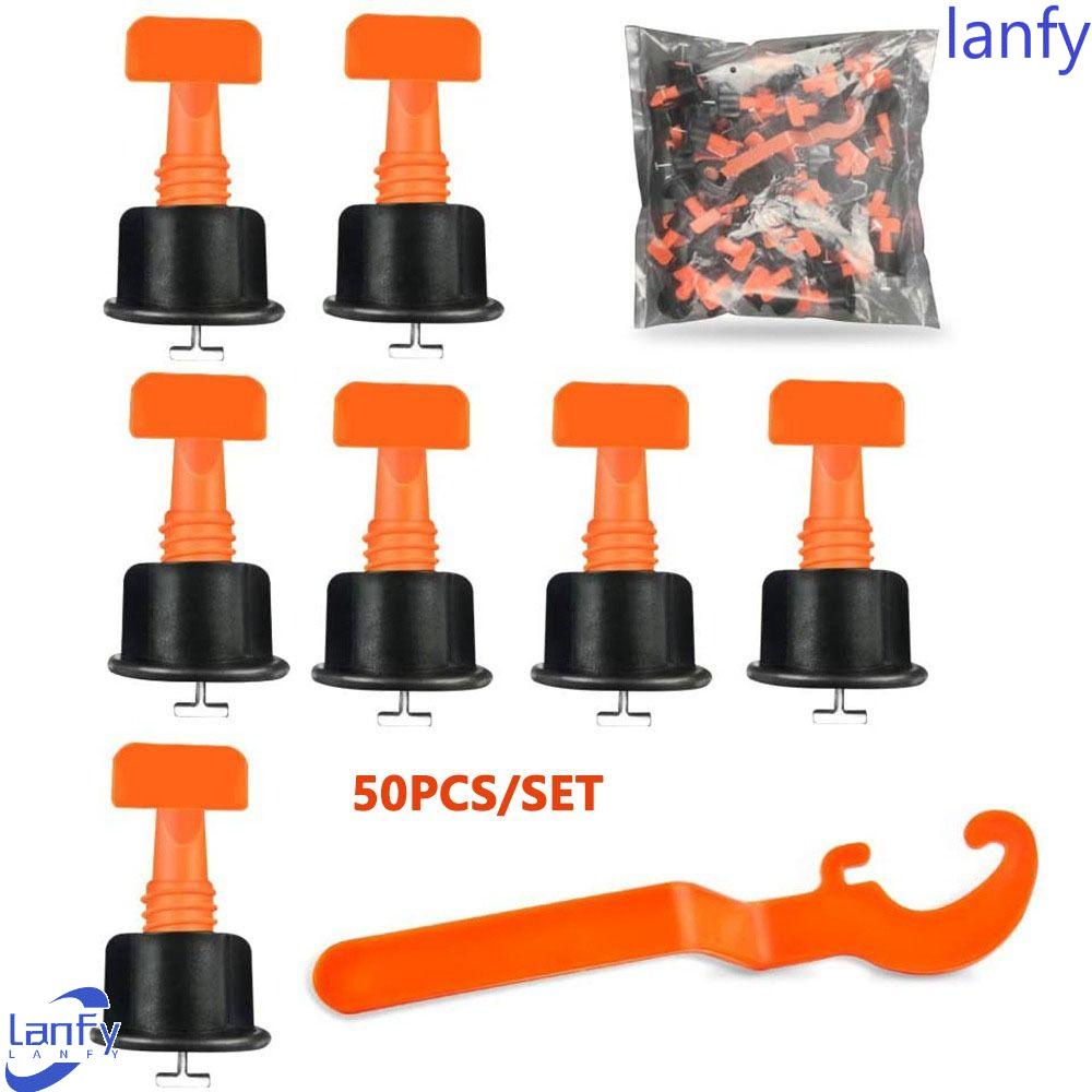 Lanfy 50pcs /set Tile Spacer, Sistem Perata Pasang Ubin Keramik Datar, Pengganti Dengan Kunci Pas Jarum Baja Pengatur Keramik Untuk Alat Konstruksi