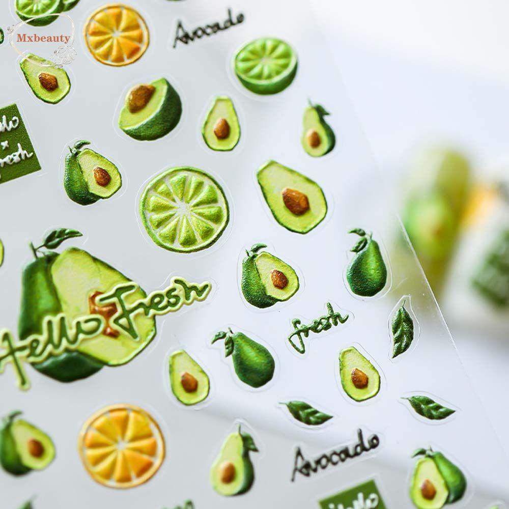MXBEAUTY Stiker Kuku Kartun Avocado Butterfly Tom Jerry Self Adhesive Nail Art Dekorasi
