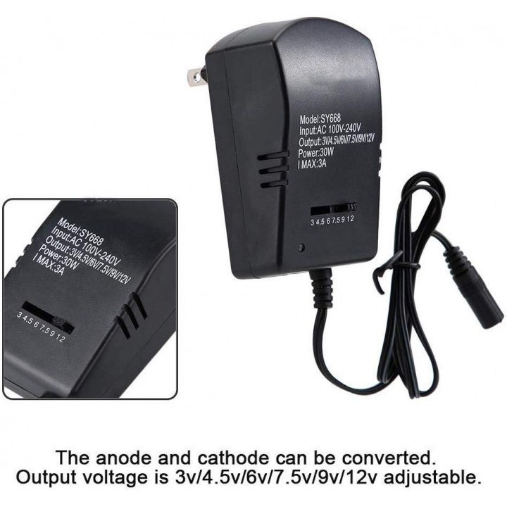 SY668 - Universal Adjustable AC Adapter Converter 3A 30W with 6 Tips