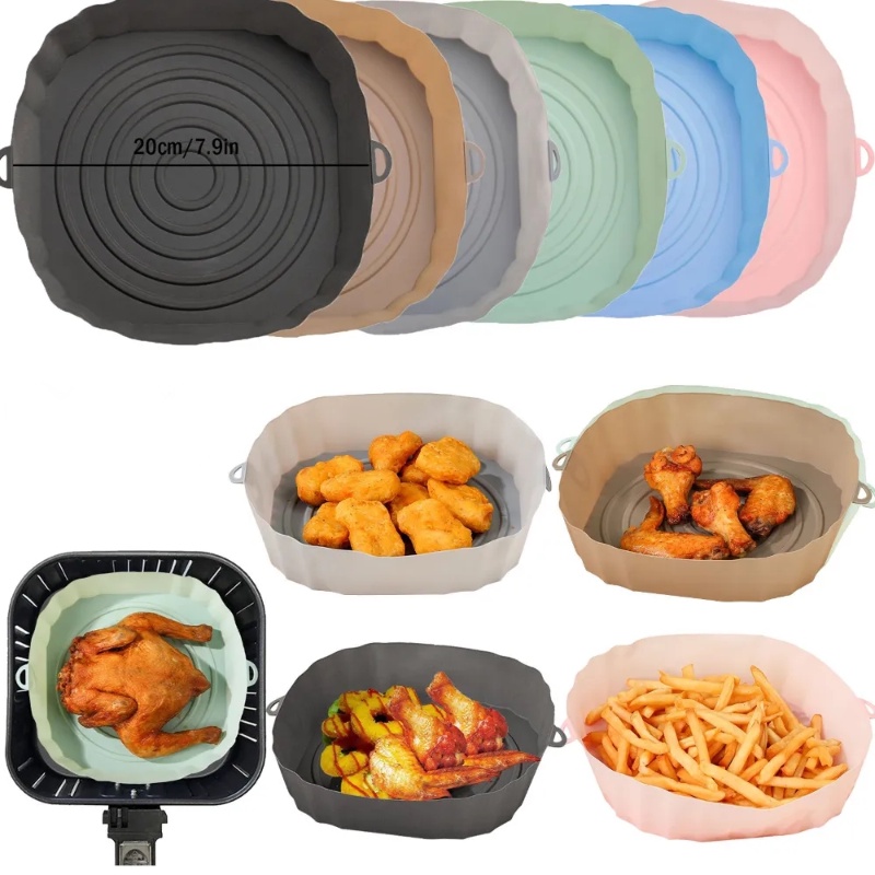 Reusable Non Stick Tray Baking Insulation Mat/Creative Air Frying Pan Food Grade Silica Gel Baking Pad/Alas Keranjang Ayam Goreng Oven Tahan Suhu Tinggi/