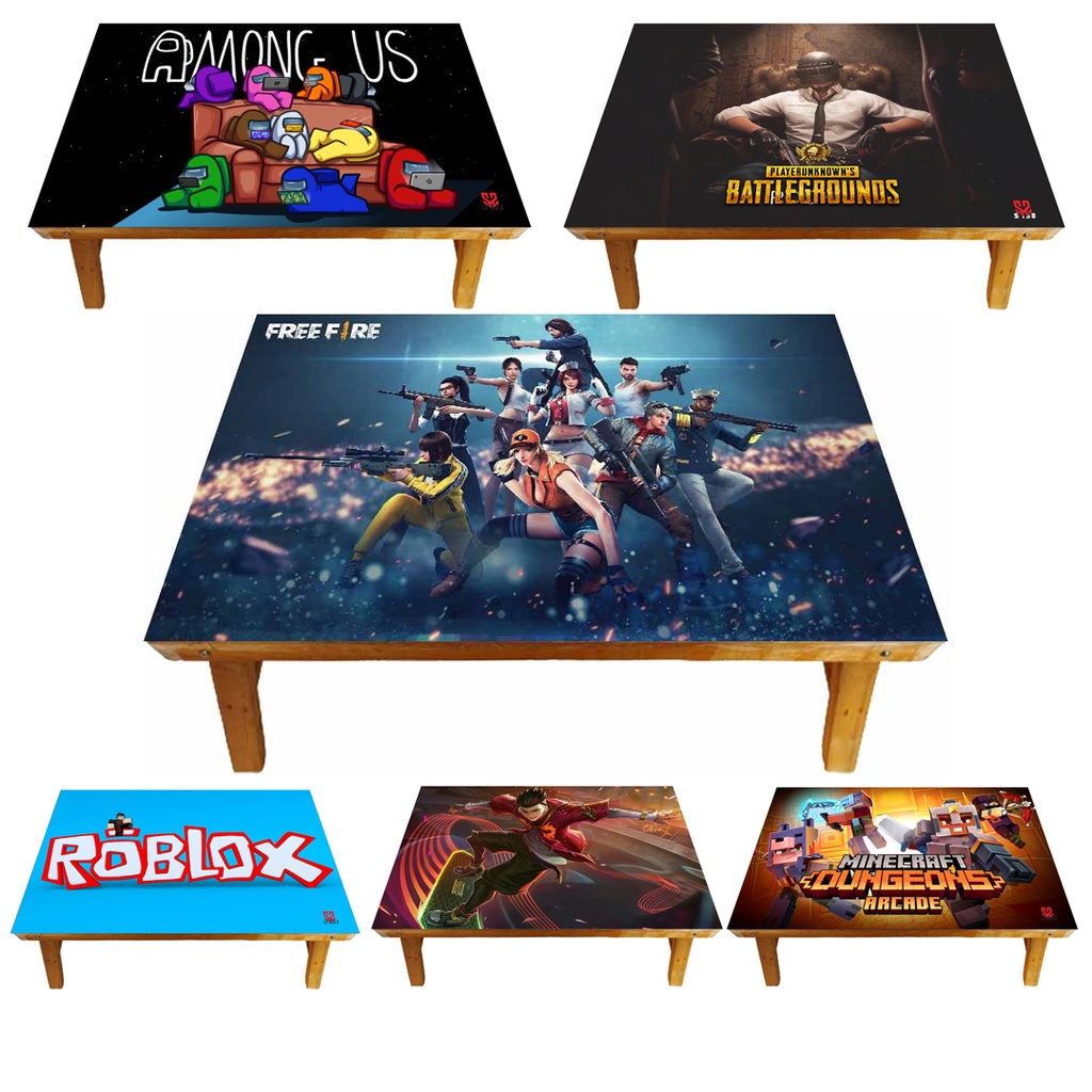 Meja Belajar Lipat Anak Karakter FREE FIRE PU BG MOBILE LEGENDS AMONG US MINECRAFT ROBLOX