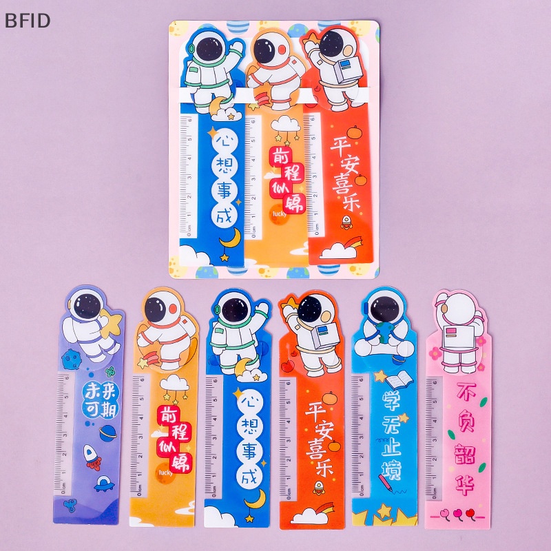 [BFID] 6pcs /set Kreatif Kartun Astronot Bookmark Penggaris Siswa al Penggaris Tulisan Inspiratif Bookmark Perlengkapan Sekolah [ID]