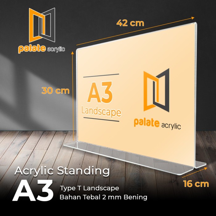 

[DD] ACRYLIC TENT HOLDER A3 T LANDSCAPE / AKRILIK A3 T BENTUK LANDSCAPE /