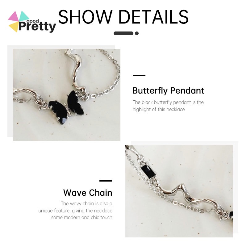 Kalung kupu-kupu pola gelombang,Rantai klavikula dingin yang manis dan manis,Desain kalung premium