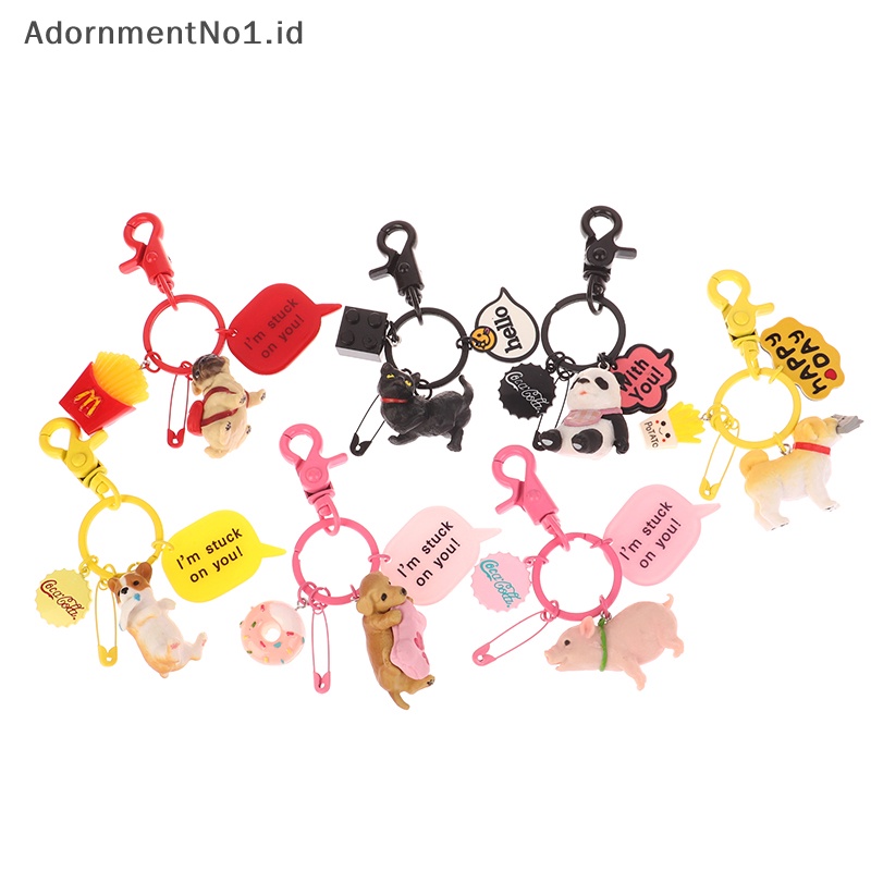 [AdornmentNo1] Mainan anjing peliharaan lucu gantungan kunci Kawaii Pet Shiba Inu Memorial Keyring Pet Lover hadiah gantungan kunci mobil liontin tas ransel Keyring