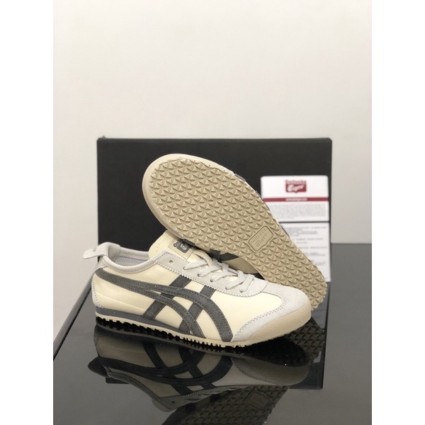 Sepatu Onitsuka Tiger Mexico 66 Bludru Cream Grey Free Paperbag