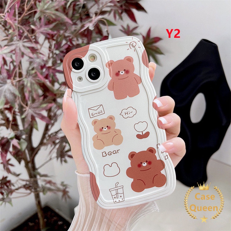 Case Tepi Bergelombang Motif Beruang Kelinci Kartun Lucu Untuk Realme C53 C55 C30 C25 C33 C25Y C12 C15 C25s C35 C20 C21Y C11 C3 C20A 5i 5S 6i 5 9i 20 30A Lembut Pasangan Cover