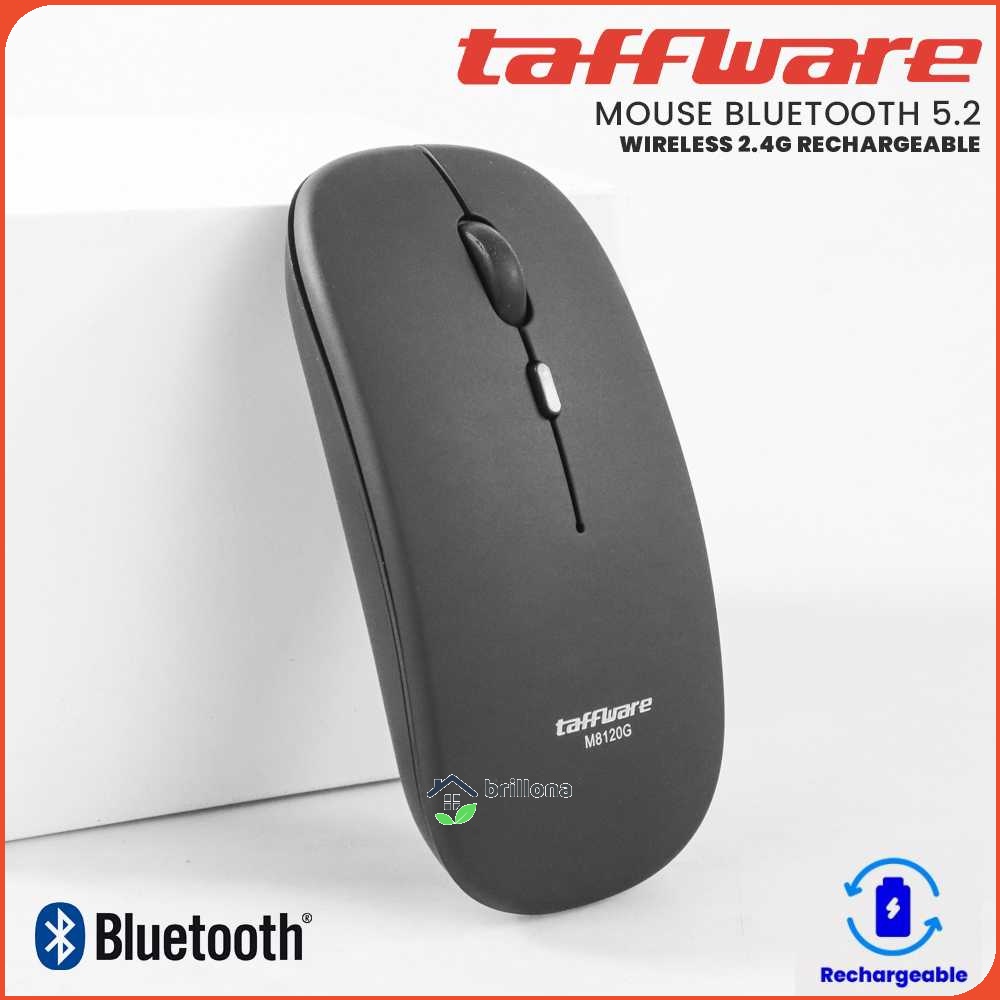 Taffware Silent Mouse Bluetooth 5.0 &amp; Wireless 2.4G Rechargeable - M8120G