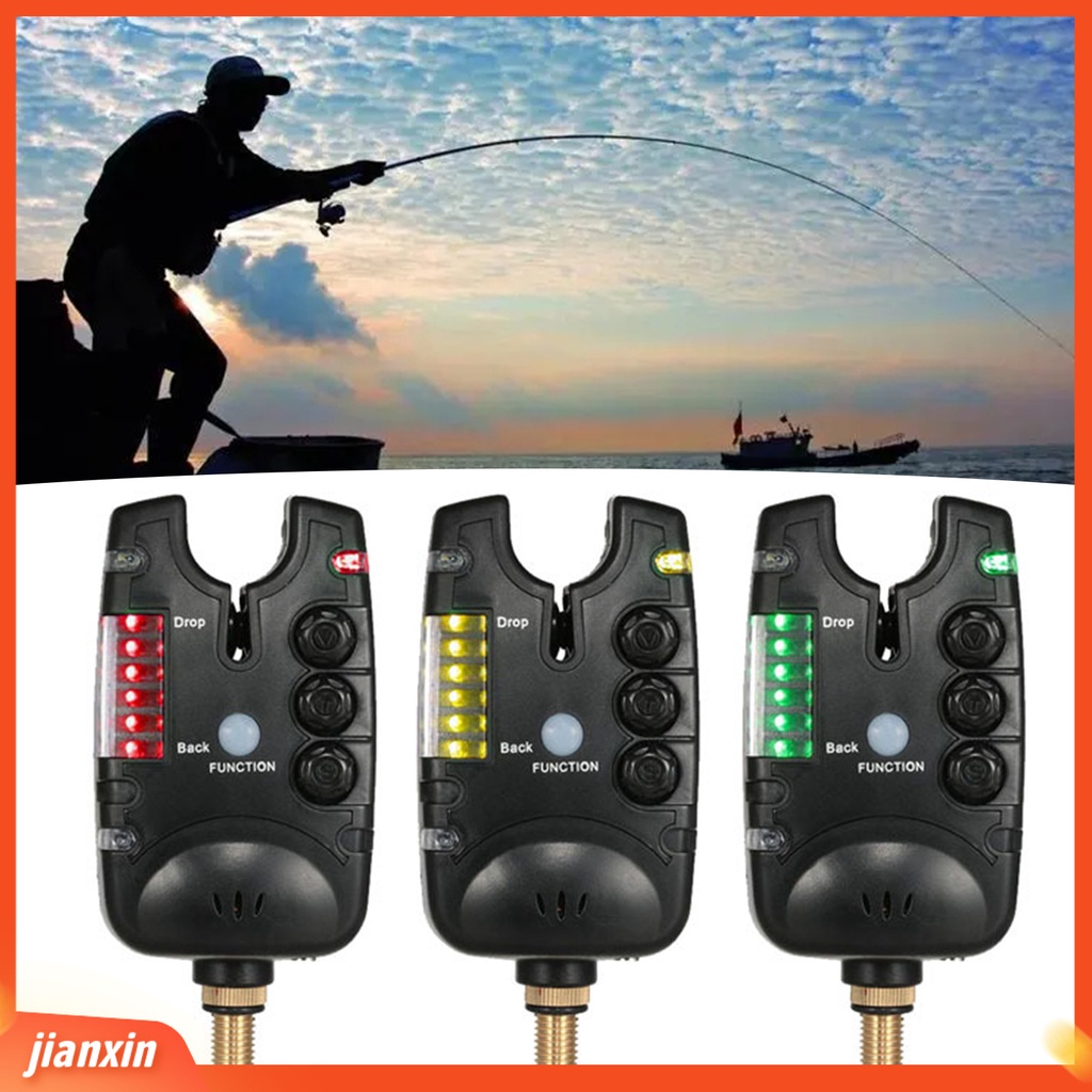 (In Stock) 3Pcs Alarm Pancing Elektronik Alarm Lampu Indikator LED Alarm Tahan Air Suara Gigitan Pancing Alarm Siang Malam Memancing