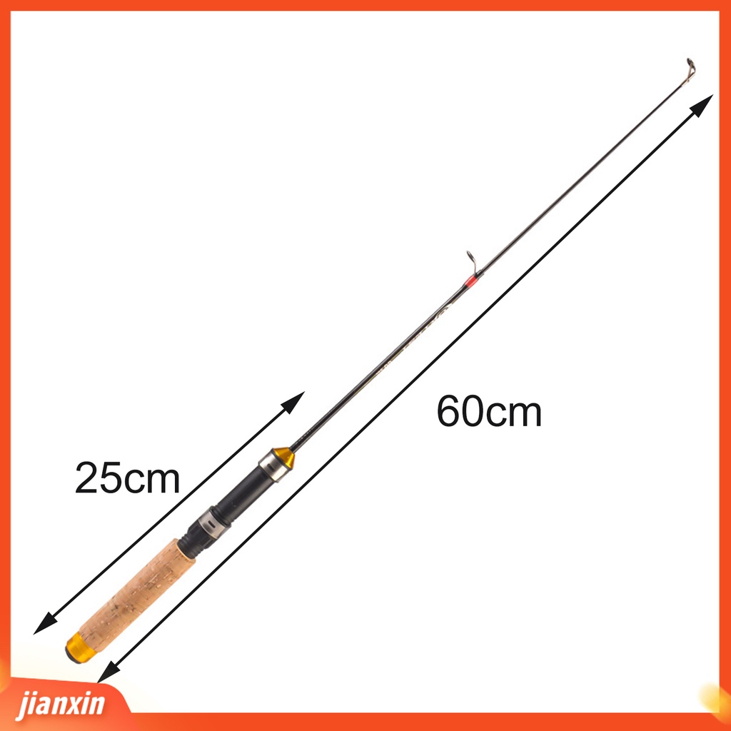 (In Stock) 60cm Es Pancing Ultra Pendek Teleskopik 2bagian Sensitivitas Tinggi Pegangan Nyaman Memancing Portabel Profesional Musim Dingin Udang Es Memancing Pod Untuk Outdoor