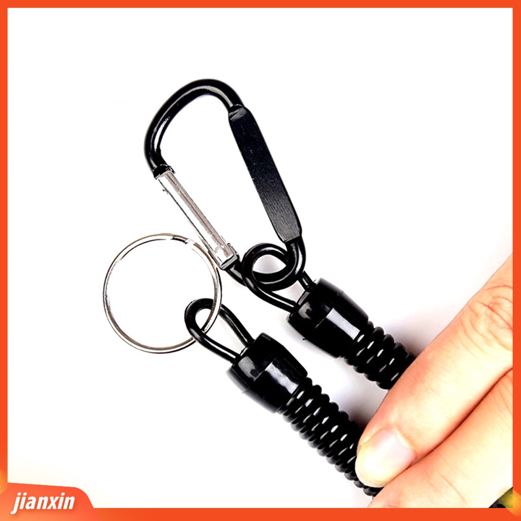 (In Stock) Anti Hilang Tali Ditarik Elastis Dengan Keyring Carabiner Multifungsi Anti-Pencurian TPU Diliuk Musim Semi Memancing Anti-lost Safety Lanyard Perlengkapan Luar Ruangan