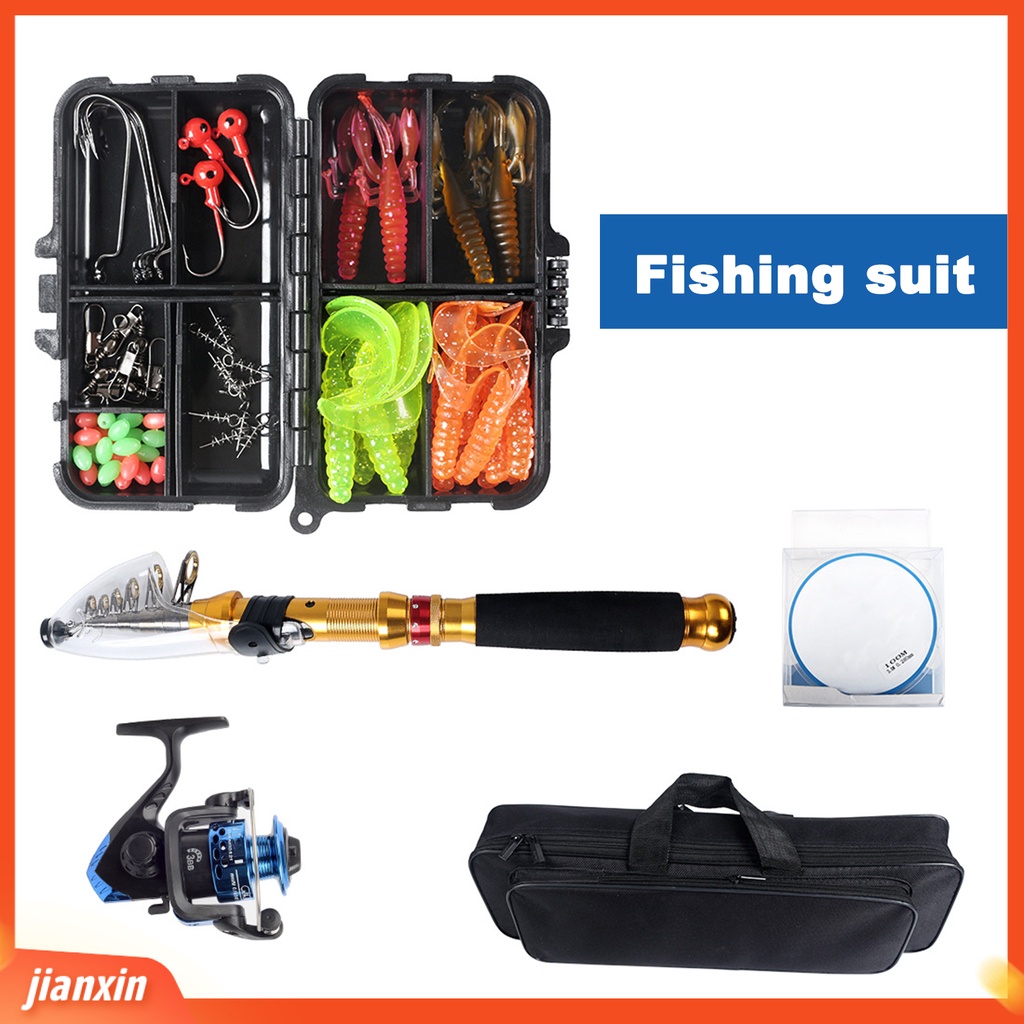 (In Stock) 66Pcs /Set Joran Pancing Laut Dapat Ditarik Dengan Kait Tidak Luntur Set Tiang Pancing Portabel Set Gulungan Roda Berputar Untuk Outdoor