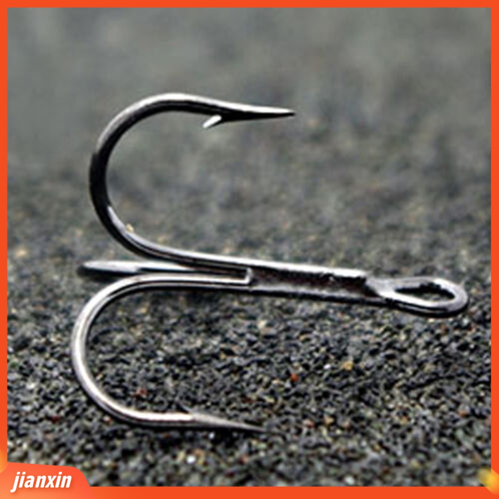 (In Stock) 50Pcs Pengait Treble Pancing Tajam Bahan Baja Karbon Fishing Tackles Dengan Kotak Plastik