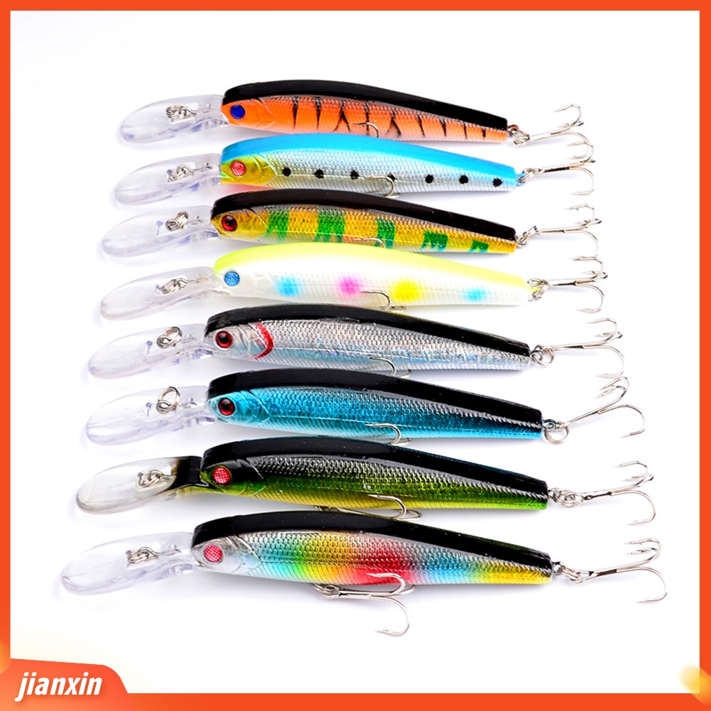 (In Stock) Tackle Umpan Pancing Bentuk Ikan Bionic Warna-Warni Dicat Keras Dengan Dua Kait