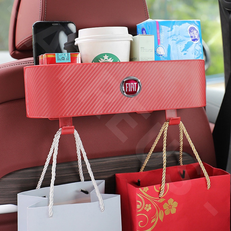 Fiat Car Back Seat Organizer Car Seat Back Hook Kotak Penyimpanan Cup Holder Tekstur Serat Karbon Untuk Fiat Uno Toro 500 Bravo Punto Palio Argo Stilo Strada Mobi