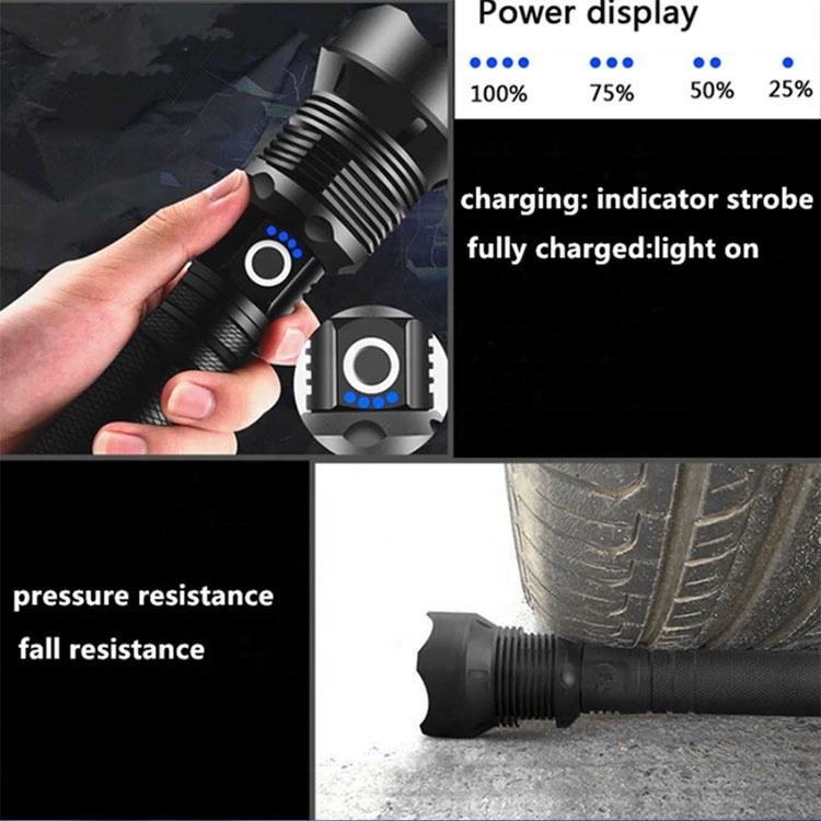 PAKET LENGKAP Senter Swat LED 100% ORIGINAL Flashlight USB Rechargeable XHP 70.2 Super Terang Jarak jauh 1000 M +