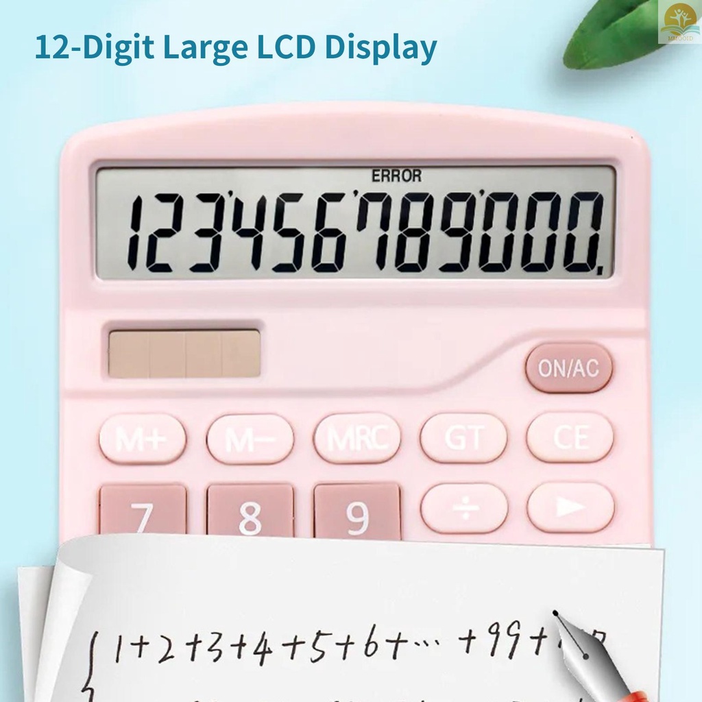 In Stock Desktop Calculator Kalkulator Fungsi Standar Dengan Layar LCD Besar 12 Digit Tenaga Surya &amp; Baterai Dual Power Untuk Usaha Kantor Basic Rumah