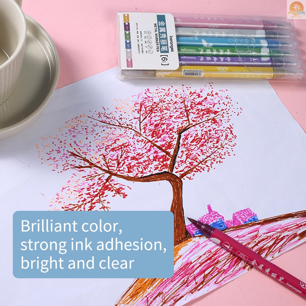 In Stock 12warna Spidol Metalik 1-2mm Brush Pen Spidol Untuk Mewarnai Tip Halus Warna Cerah Cepat Kering Tidak Beracun Untuk Artis Anak Dewasa Buku Pewarna Foto Scrapbooking Sto