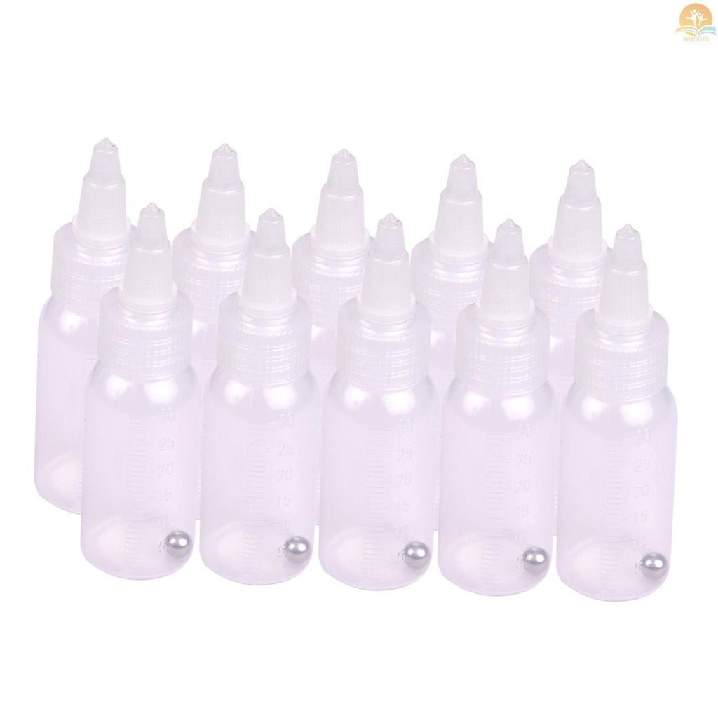 In Stock Kotak 10-Each 1.2-Ounce (35cc) Airbrush Botol Penyimpanan Cat Toples PP Dan Penutup Dengan Garis Skala Anti Bocor Untuk Dual-Action Siphon Feed Air Brush Airbrushing Accesso