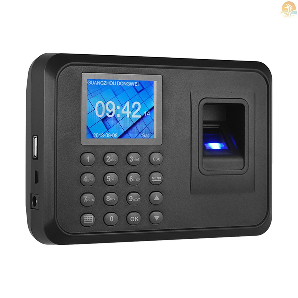 In Stock Mesin Absensi Password Sidik Jari Biometrik Multi Bahasa Dengan Layar LCD 2.4 Inci Waktu Manajemen Karyawan Jam Cek-in Recorder Support U Disk Untuk Mengunduh Da